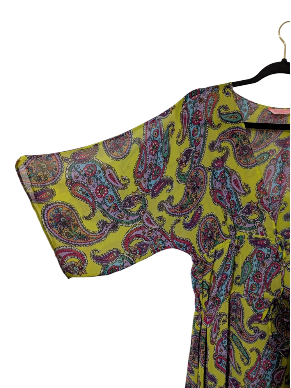 CIA. Maritima Bright Yellow Paisley Maxi Swim Coverup with Tie Waist - Picture 6 of 10